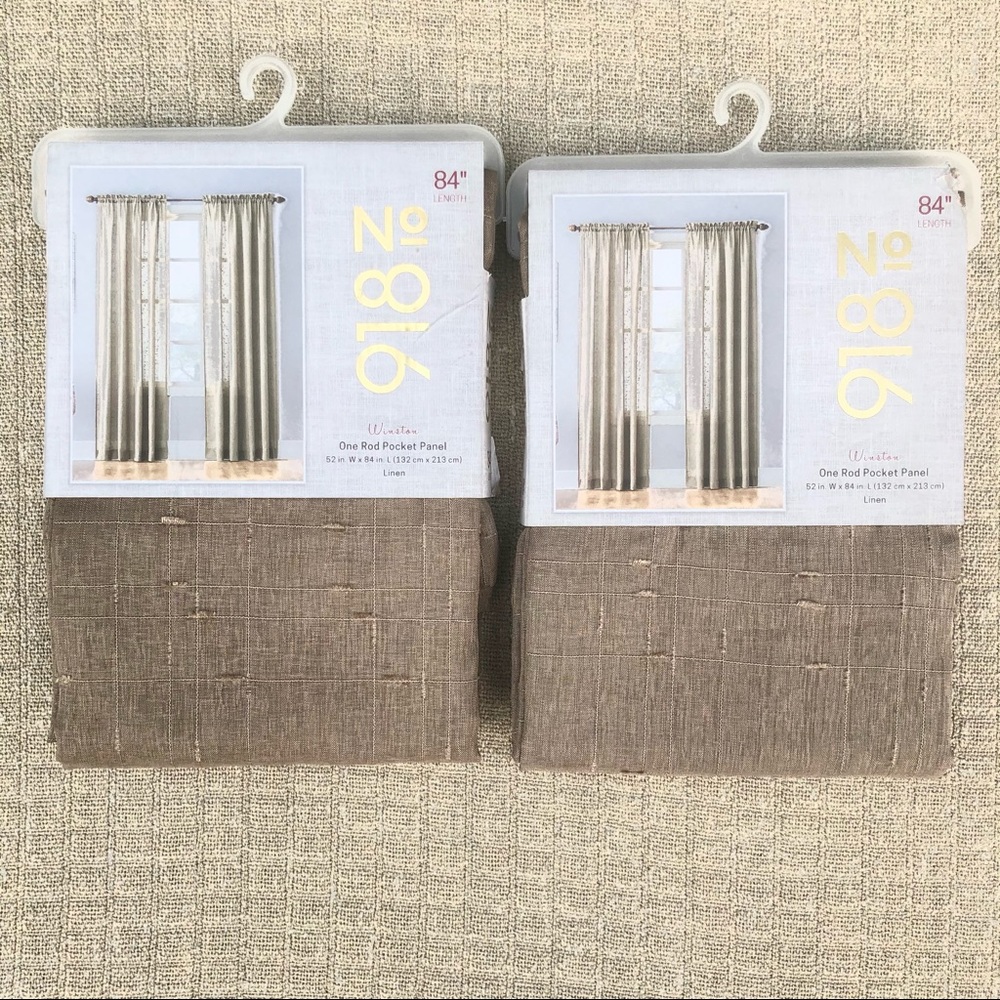 Pair of Sheer Tan Slub Curtain Panels 52x84